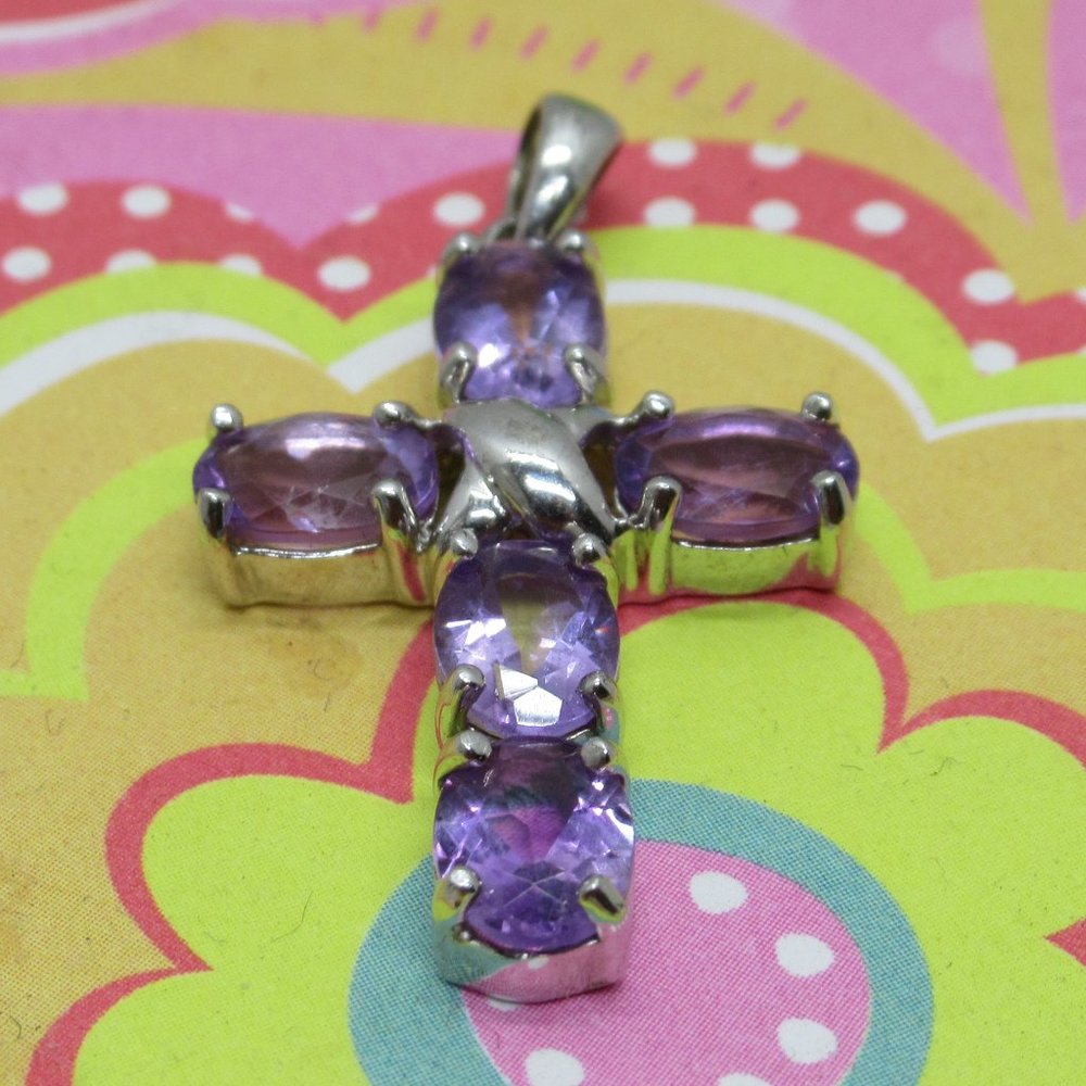 925 And Amethyst Cross Pendant